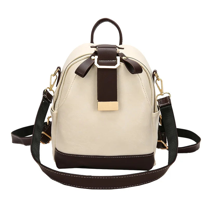 LADSOUL Leather Backpack PU School Bags For Women Vintage Shoulder Bag