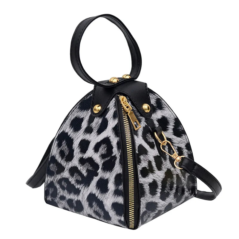 Leopard Triangle Bag Style Handbag Women Shoulder Mini Bag