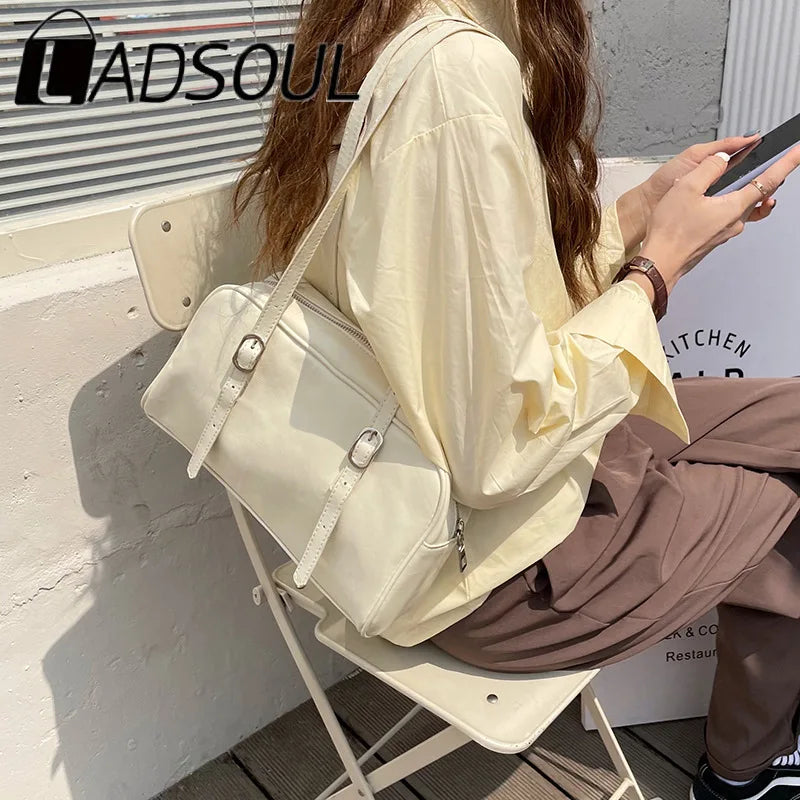 LADSOUL Women Green Casual Tote Shoulder Bag PU Leather Capacity Ladies Daily Pu