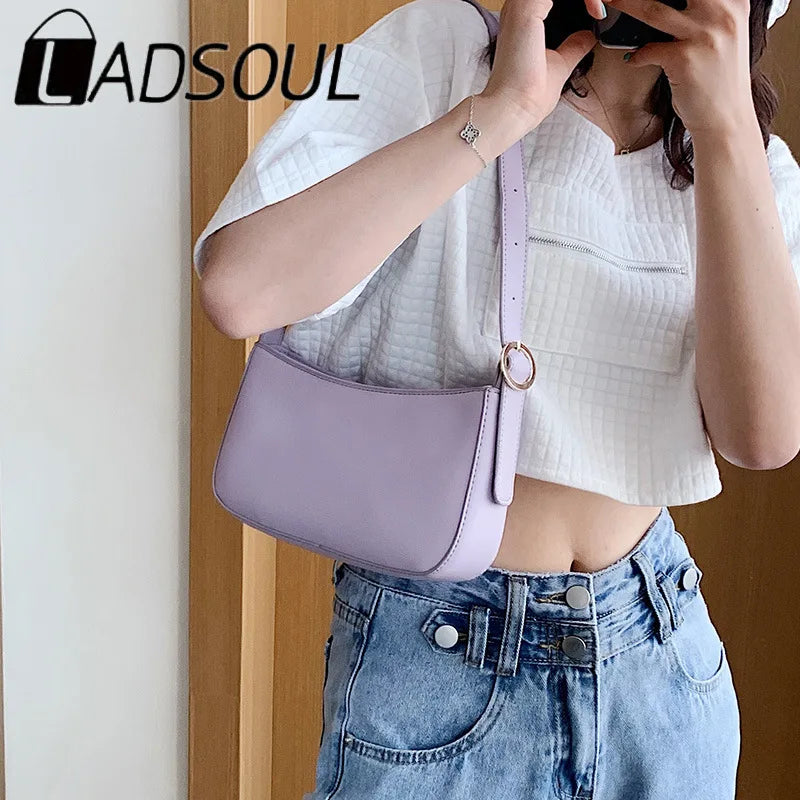 LADSOUL Small PU Leather Shoulder Bag For Women Handbags Purses Female Totes