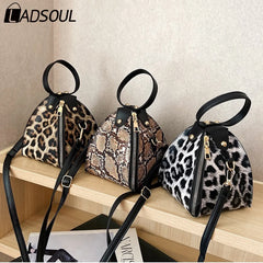 Leopard Print Women's Leather Shoulder Bag