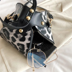 Leopard Print Women's Leather Shoulder Bag