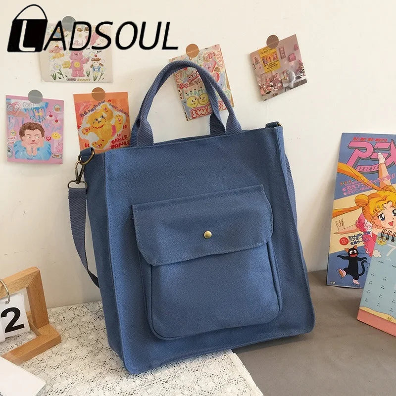 LADSOUL Casual Tote Bag For Women Shoulder Handbag Canvas Cross