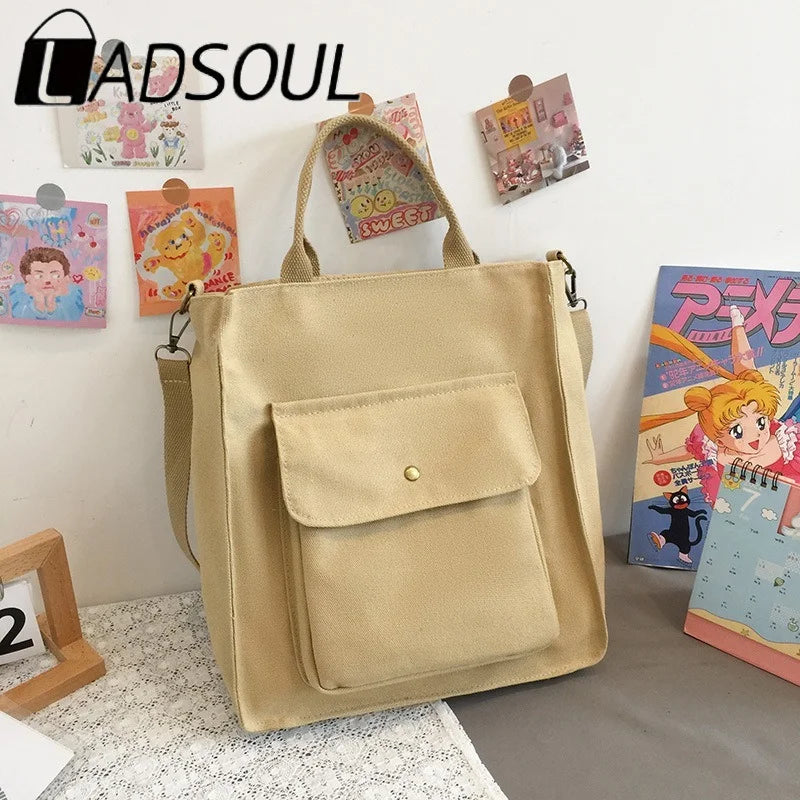 LADSOUL Casual Tote Bag For Women Shoulder Handbag Canvas Cross