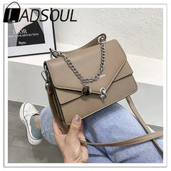LADSOUL Small Square Women Messenger Bag Chains Handbag Shoulder Cross Body