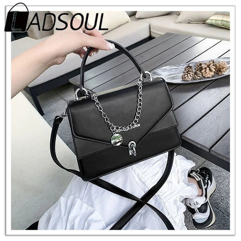 LADSOUL Small Square Women Messenger Bag Chains Handbag Shoulder Cross Body