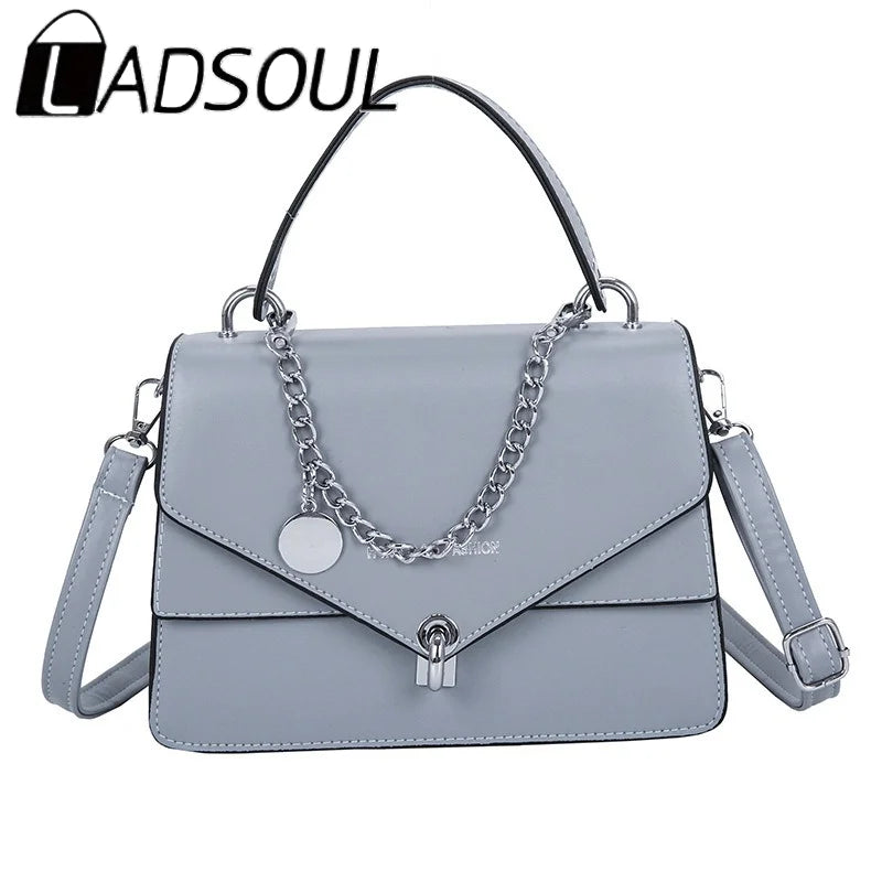 LADSOUL Small Square Women Messenger Bag Chains Handbag Shoulder Cross Body