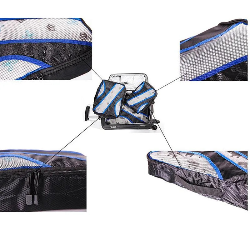 5PCS/Set Portable Oxford Cloth Mesh Luggage Organizer Packing Cube