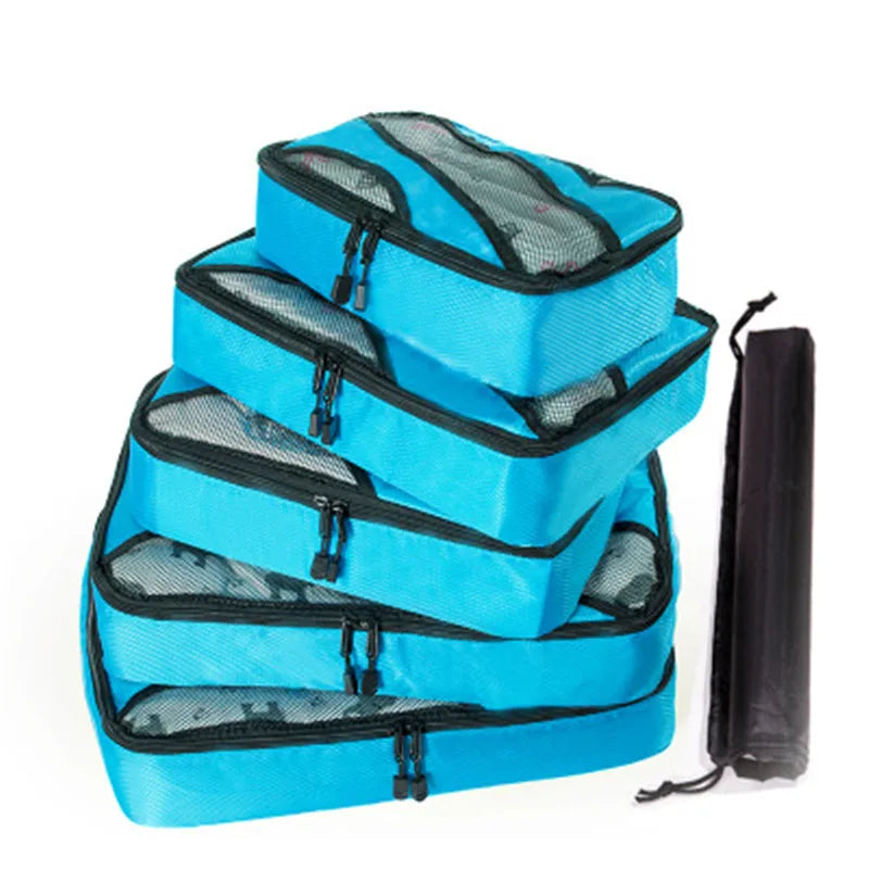 5PCS/Set Portable Oxford Cloth Mesh Luggage Organizer Packing Cube