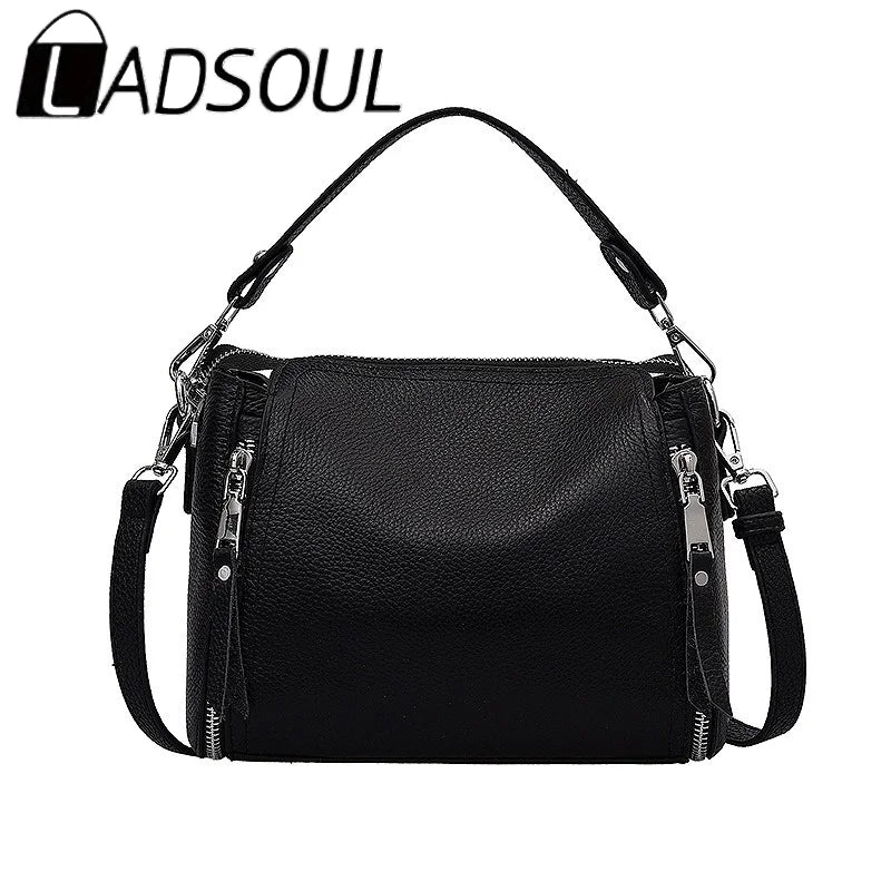 LADSOUL Cowhide Handbag Shoulder Bag for Women Messenger Bags