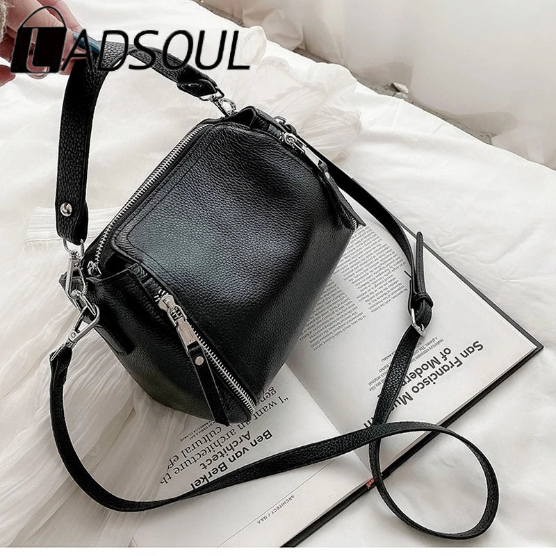 LADSOUL Cowhide Handbag Shoulder Bag for Women Messenger Bags