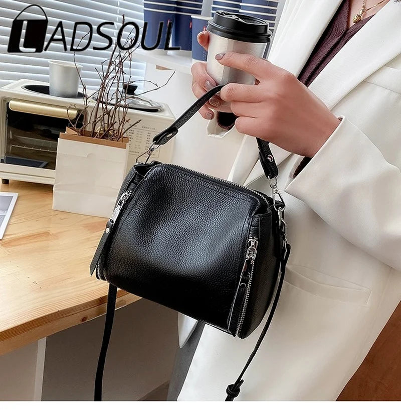 LADSOUL Cowhide Handbag Shoulder Bag for Women Messenger Bags