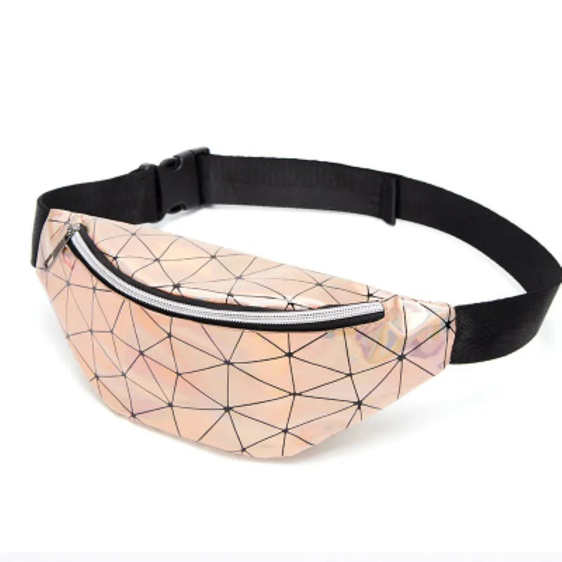 Unisex Geometric Waist Packs Laser Chest Phone Pouch Fanny Pack Female Belt Bag