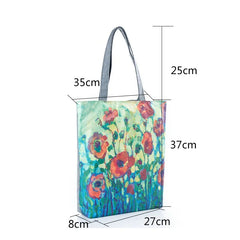 Canvas Flower Printing Large Capacity Shoulder Bag