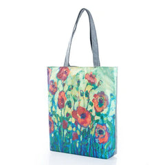 Canvas Flower Printing Large Capacity Shoulder Bag