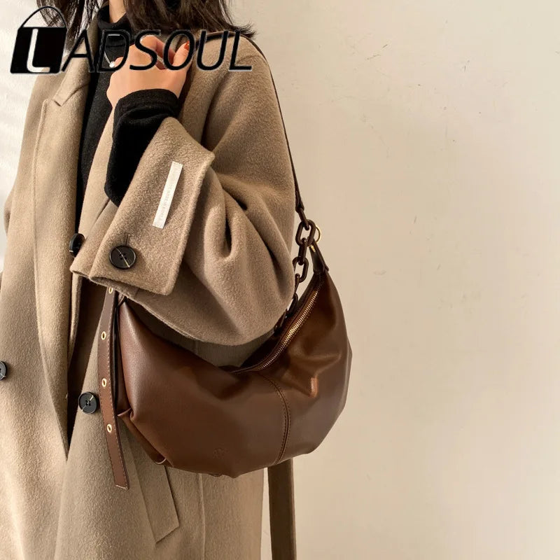 LADSOUL Women Soft Leather Handbags High Vintage Crossbody Bags