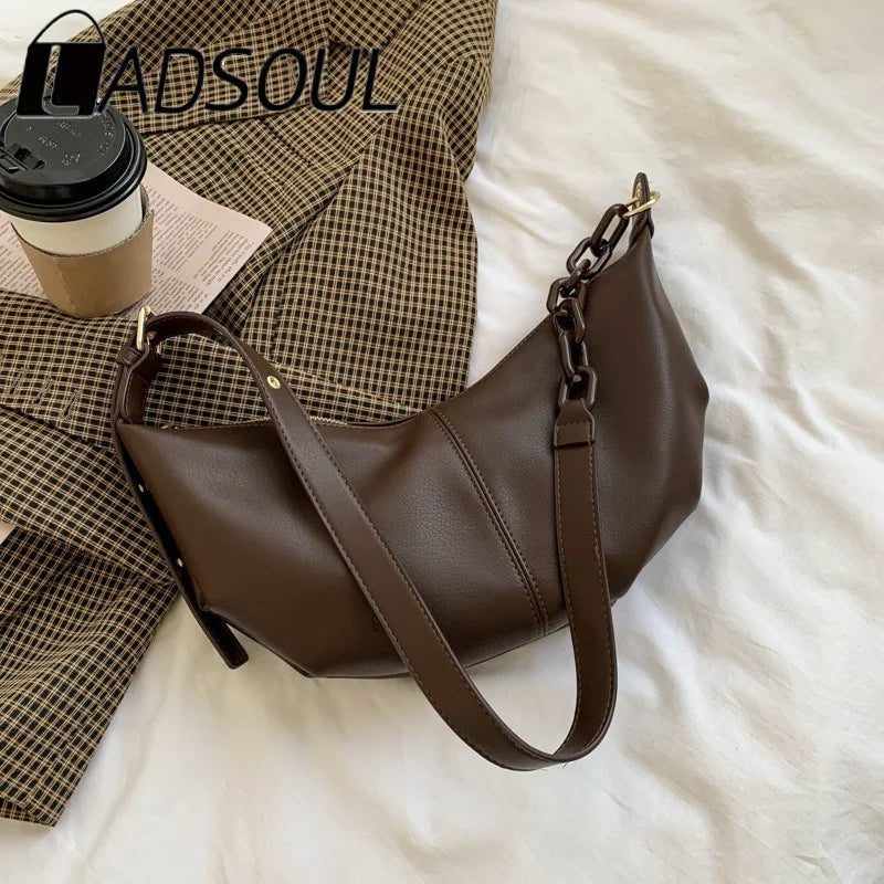 LADSOUL Women Soft Leather Handbags High Vintage Crossbody Bags