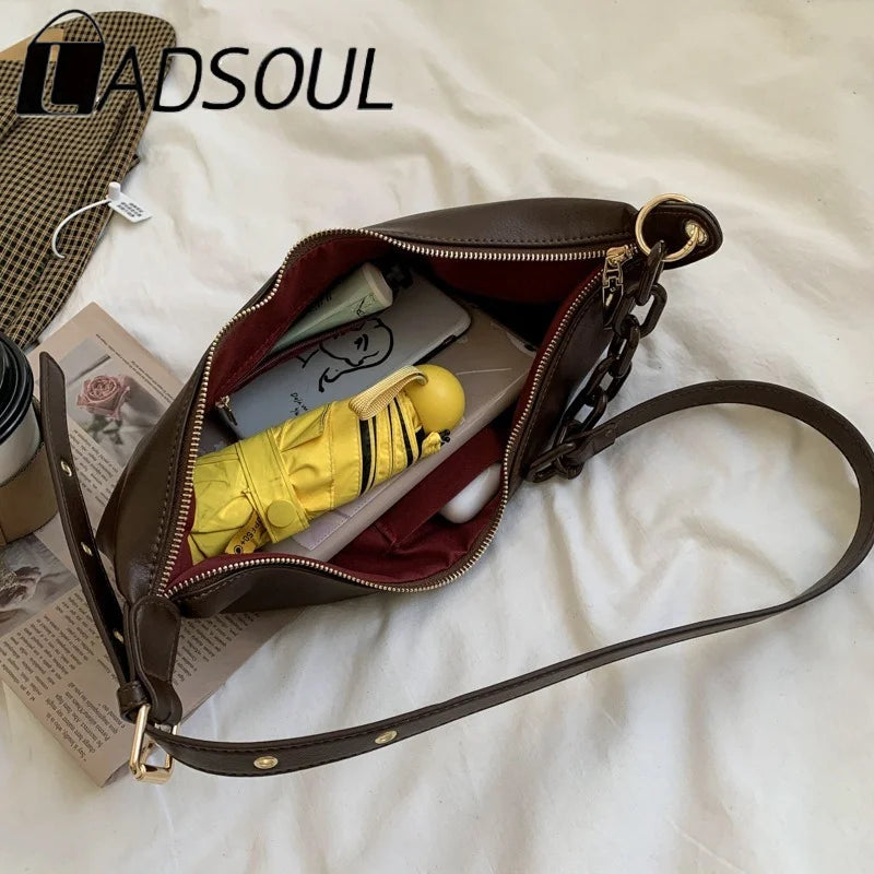 LADSOUL Women Soft Leather Handbags High Vintage Crossbody Bags