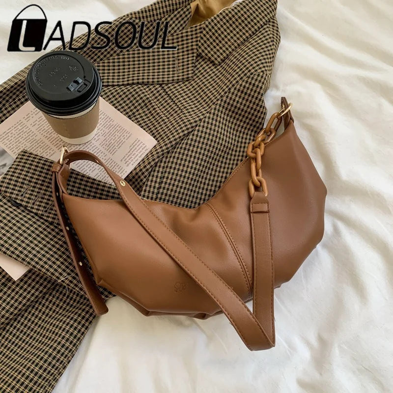 LADSOUL Women Soft Leather Handbags High Vintage Crossbody Bags