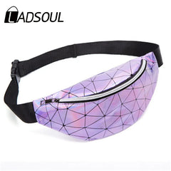 Women Waist Bags Pack Geometric Laser Pouch Sequins Rhombic Phone Bag