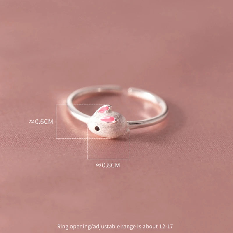 925 Sterling Silver Rabbit Opening Ring for Kids