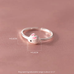 925 Sterling Silver Rabbit Opening Ring for Kids