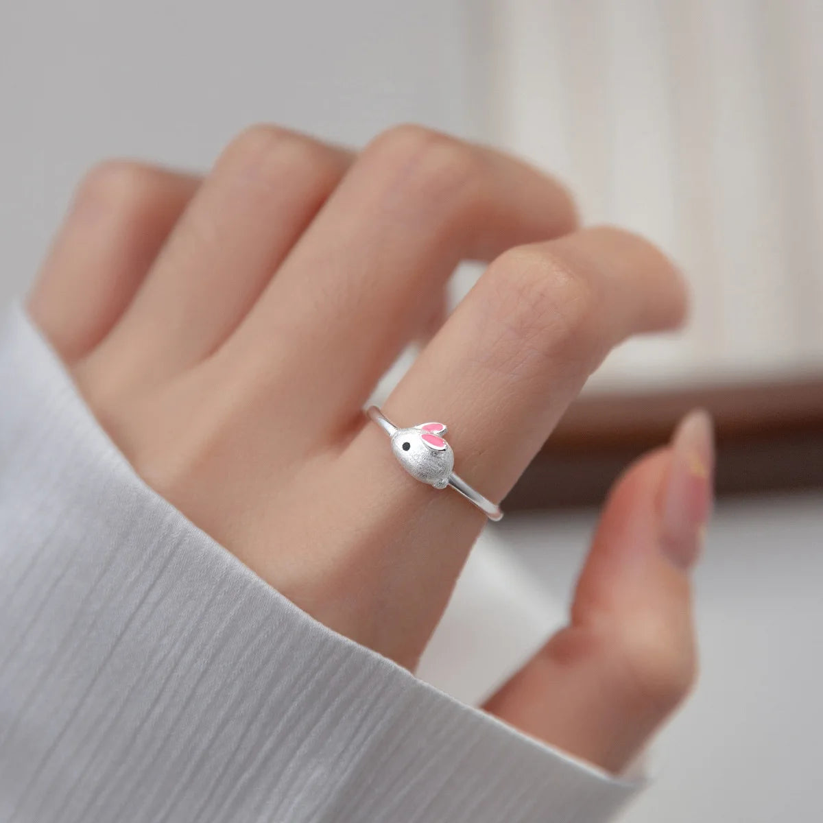 925 Sterling Silver Rabbit Opening Ring for Kids