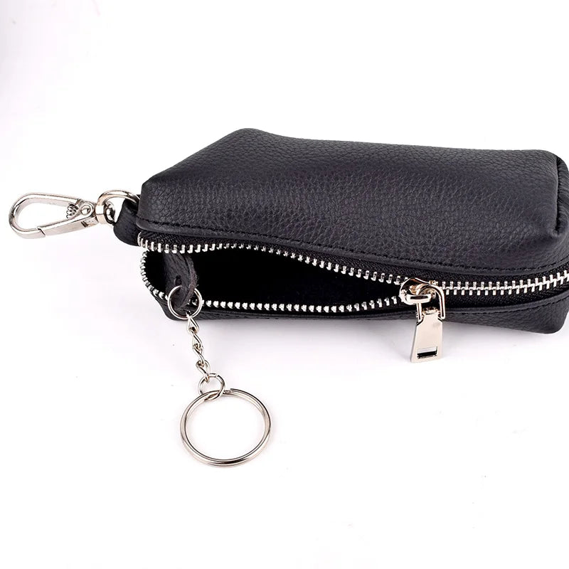 Key Cover Leather Car Keychain Housekeeper Bag Zipper Wallet Key Holder