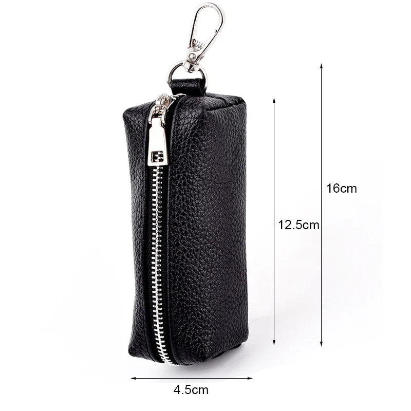 Key Cover Leather Car Keychain Housekeeper Bag Zipper Wallet Key Holder