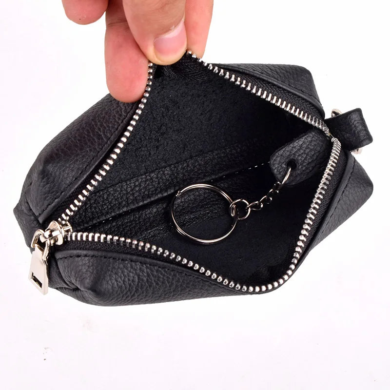 Key Cover Leather Car Keychain Housekeeper Bag Zipper Wallet Key Holder