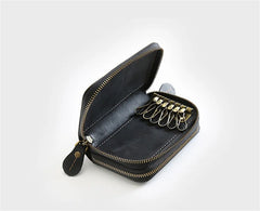 Leather Key Wallet Keychain Double Deck Key Case Men Key Holder