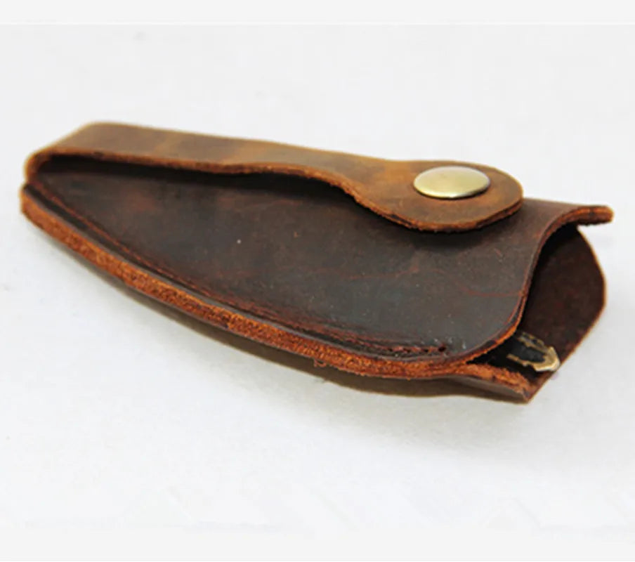 Vintage Crazy Horse Leather Key Wallet Keychain Covers Key Case Bag