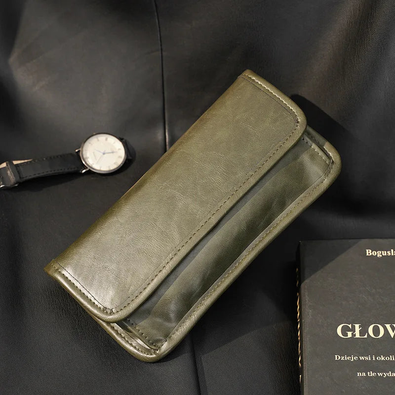 Men's Retro Long Wallet High Pu Leather Versatile Clutch Bag