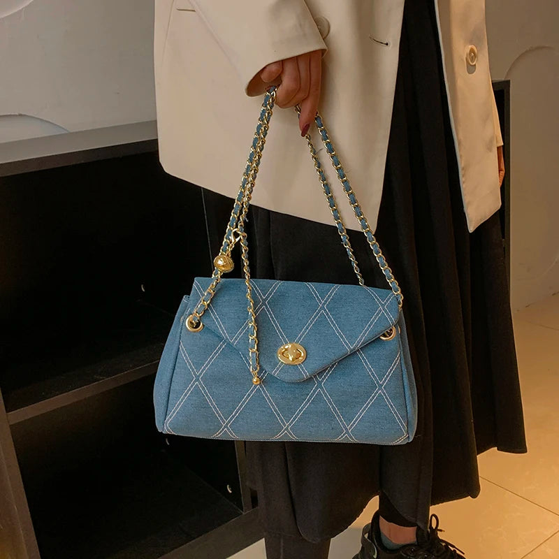 Canvas Shoulder Bags Casual Chain Crossbody Bag Female Handbag