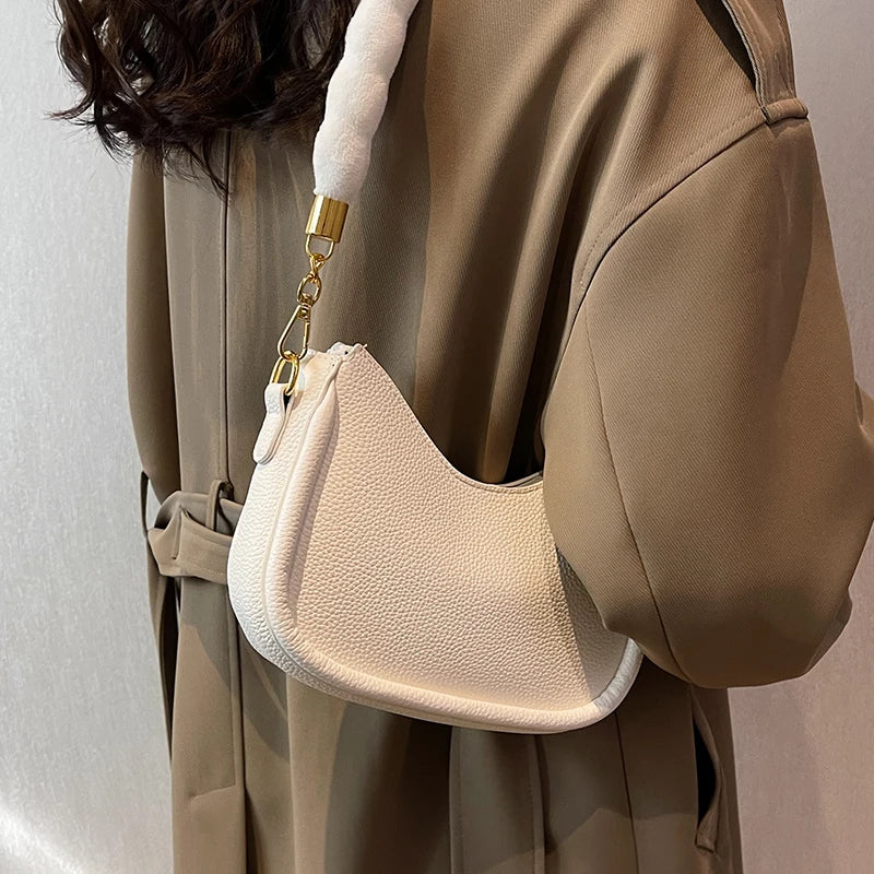 Vintage Small Leather Crossbody Bag for Women, Lady Hobo Saddle Bag