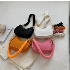 Vintage Small Leather Crossbody Bag for Women, Lady Hobo Saddle Bag