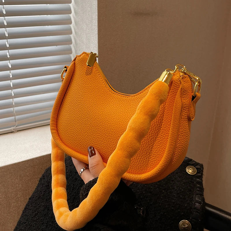 Vintage Small Leather Crossbody Bag for Women, Lady Hobo Saddle Bag