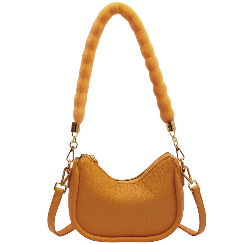 Vintage Small Leather Crossbody Bag for Women, Lady Hobo Saddle Bag