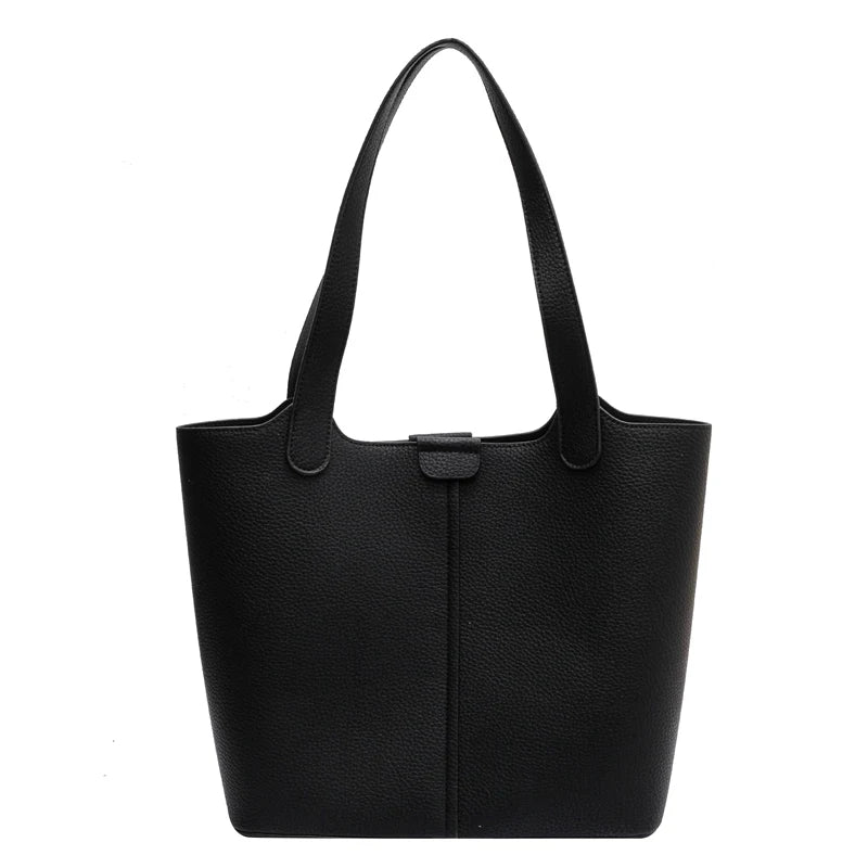 Vintage Leather Shoulder Bags for Women High Capacity Winter Bucket Handbags