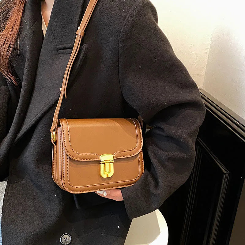 Retro Leather Flap Mini Crossbody Bag for Women