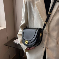 LEFTSIDE Solid Color Retro PU Leather Saddle Bags for Women