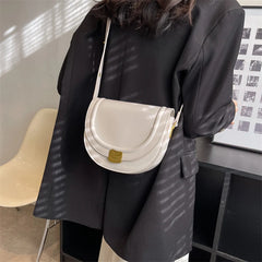 LEFTSIDE Solid Color Retro PU Leather Saddle Bags for Women