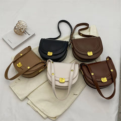 LEFTSIDE Solid Color Retro PU Leather Saddle Bags for Women
