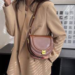 LEFTSIDE Solid Color Retro PU Leather Saddle Bags for Women