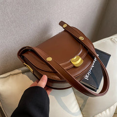 LEFTSIDE Solid Color Retro PU Leather Saddle Bags for Women