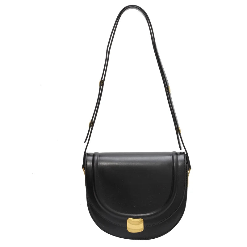 LEFTSIDE Solid Color Retro PU Leather Saddle Bags for Women