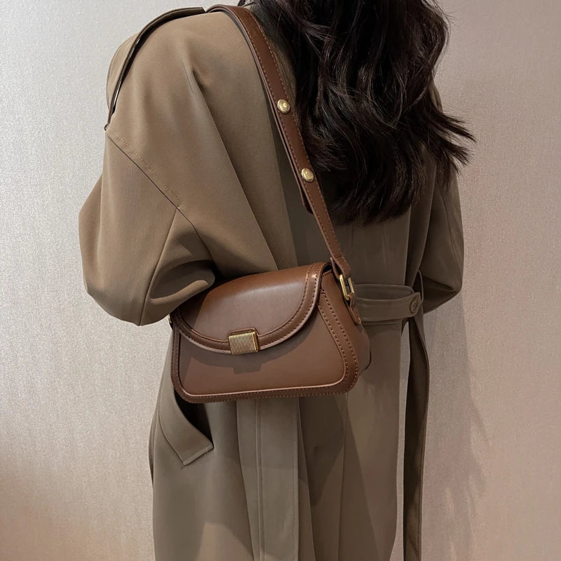 Small PU Leather Saddle Bags for Women Vintage Handbags