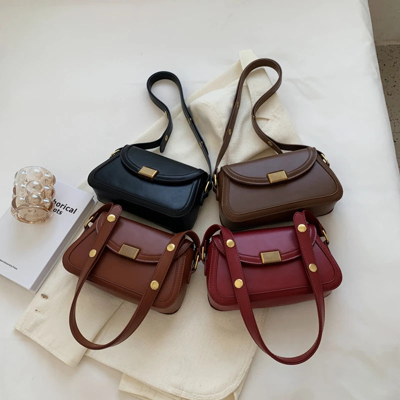 Small PU Leather Saddle Bags for Women Vintage Handbags