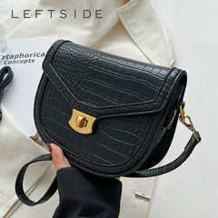 LEFTSIDE Saddle Crossbody Bag Leather Purse for Women