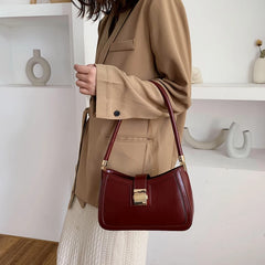 LEFTSIDE Shoulder Bags For Women Solid PU Leather Lock Handbags Small Purse
